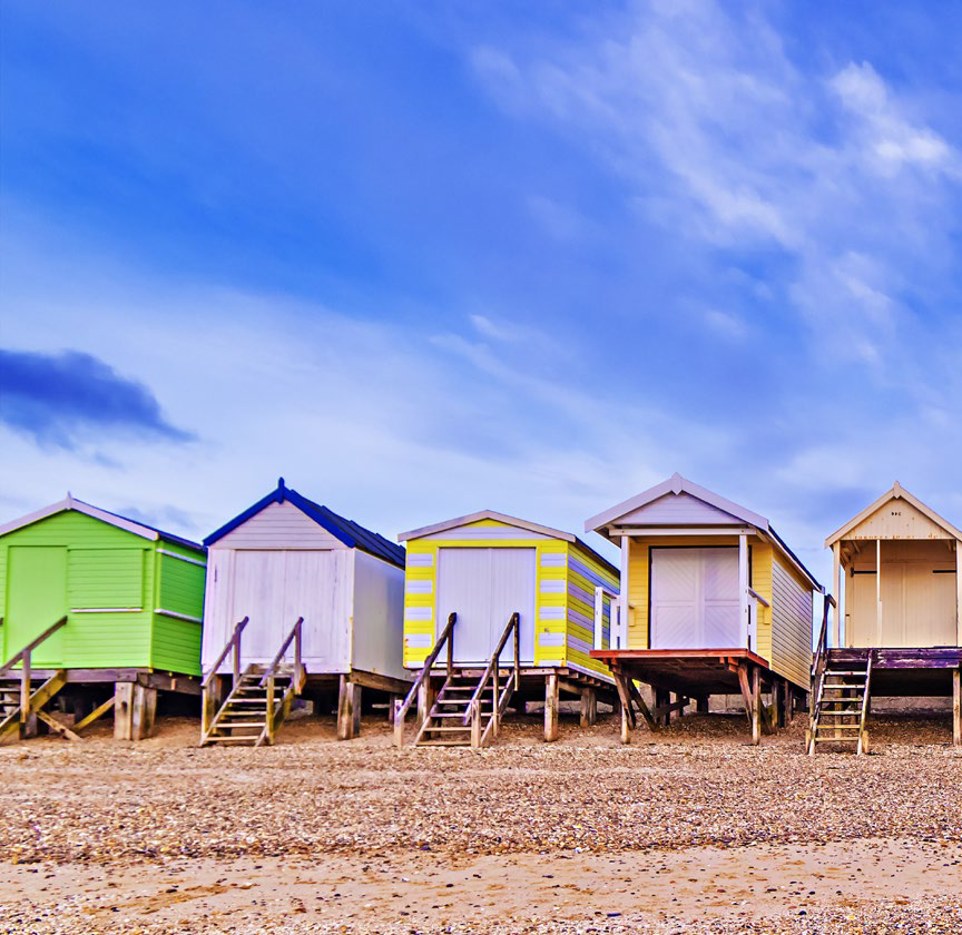 Photo of beach huts in Southend-on-Sea Borough Council where Hannes Software Engineering delivered a track and trace CMS